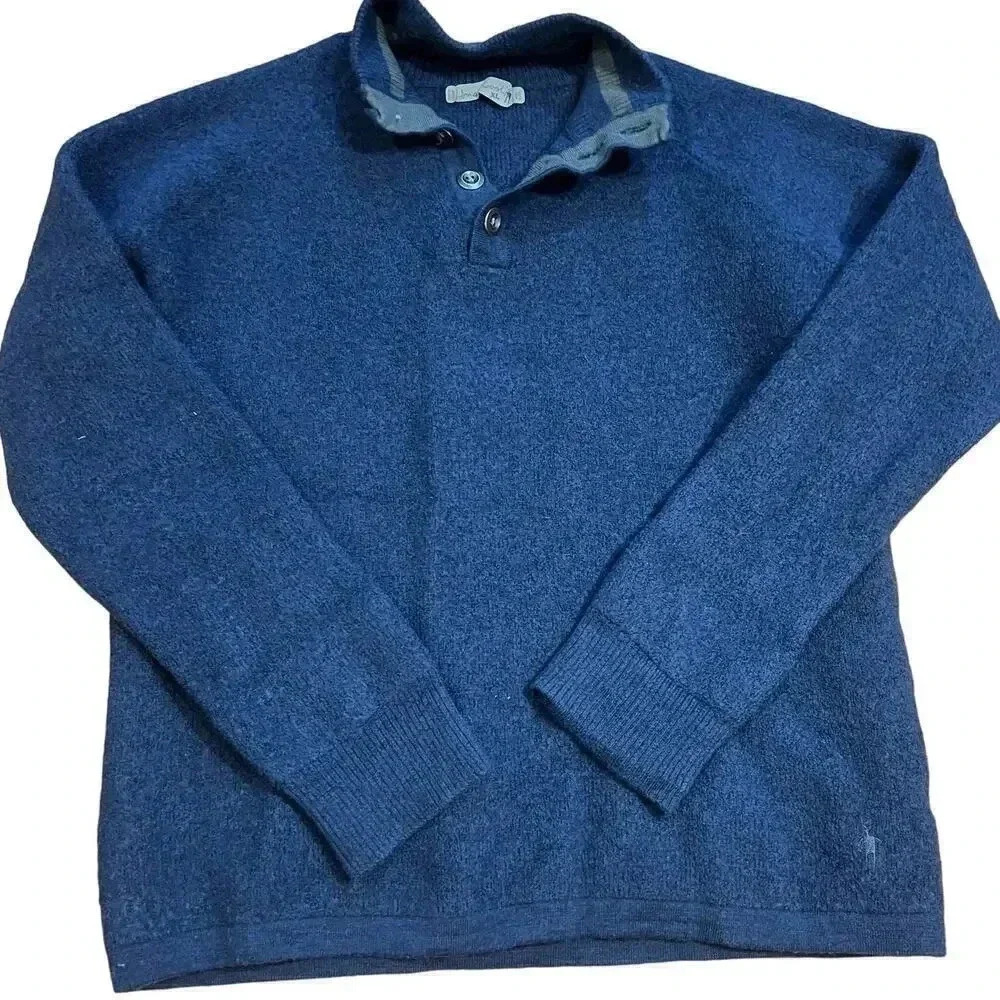 SmartWool Lathrop Sweater Men’s Size Small Navy 1/4 Button 100% Merino Wool